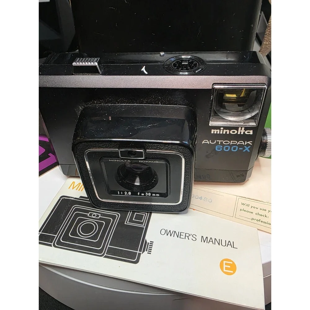 Minolta Autopak 600-X 126 Film Camera Rokkor 38mm 2.8 Lens Case Manual 200480